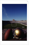 Notre Dame Football Helmet and Football at Notre Dame Stadium by Anonymous