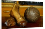 1900s Soccer Ball and Boots by Anonymous