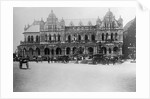 Exterior of Large Bank with Carriages in Front by Anonymous