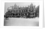 Exterior of Large Bank with Carriages in Front by Anonymous