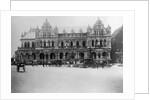Exterior of Large Bank with Carriages in Front by Anonymous