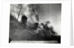 SS Normandie Burning in New York Harbor by Anonymous