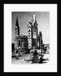 View of Street with Damaged Church and a Weapon of War by Anonymous