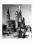 View of Street with Damaged Church and a Weapon of War by Anonymous