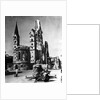 View of Street with Damaged Church and a Weapon of War by Anonymous