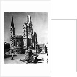View of Street with Damaged Church and a Weapon of War by Anonymous