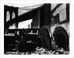 Cable Spools Below the Brooklyn Bridge, Manhattan, 1944 by Anonymous