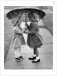 Girls Sharing an Umbrella by Anonymous