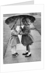 Girls Sharing an Umbrella by Anonymous