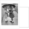 Girls Sharing an Umbrella by Anonymous