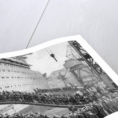 Workers board the Queen Mary by Associated Newspapers