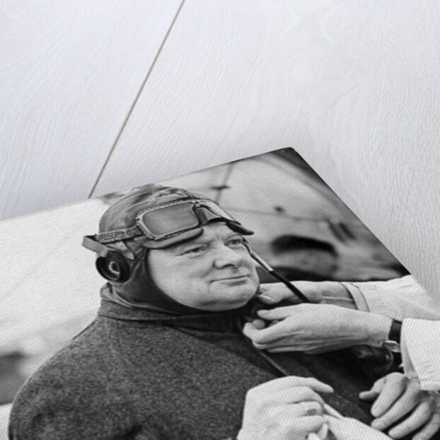 Winston Churchill in a flying helmet by Associated Newspapers