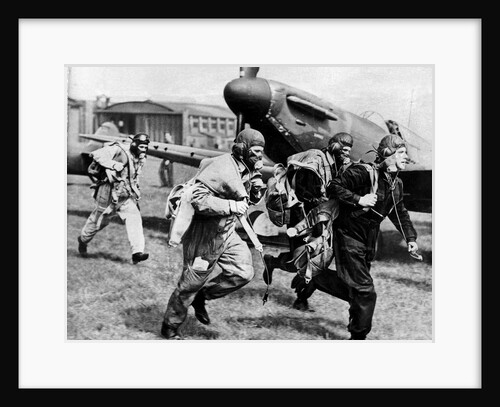 Fighter pilots run to their planes by Associated Newspapers