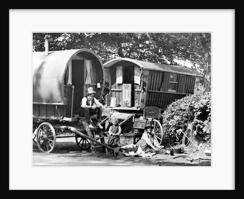 Gypsies and their caravans on their way to the Derby by Associated Newspapers