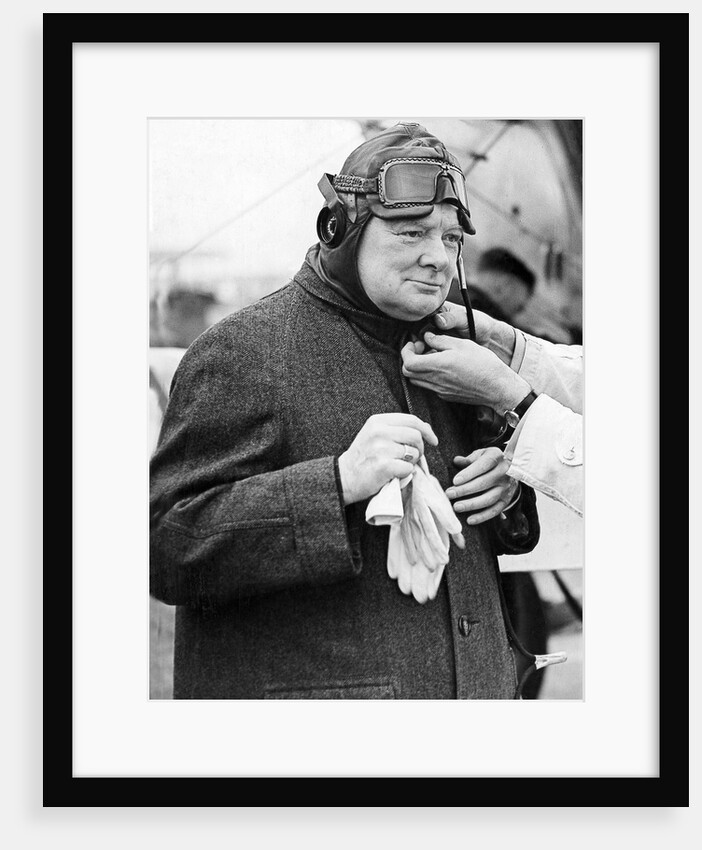 Winston Churchill in a flying helmet by Associated Newspapers