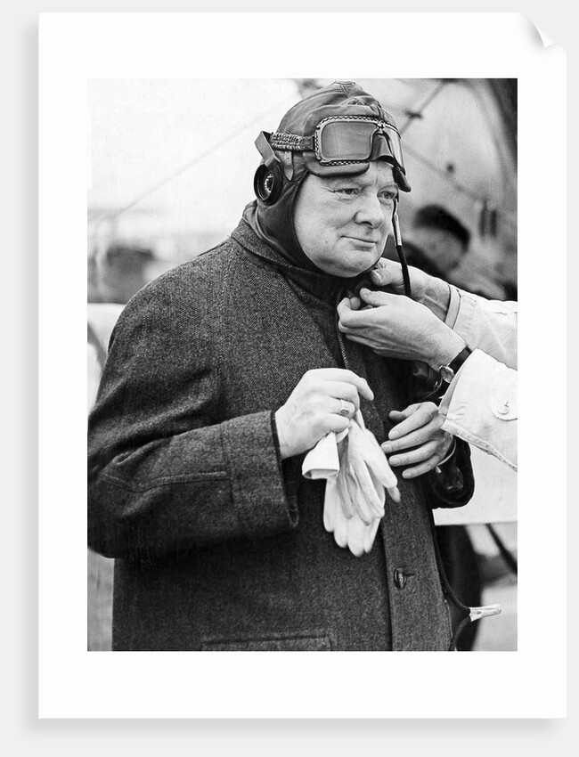Winston Churchill in a flying helmet by Associated Newspapers