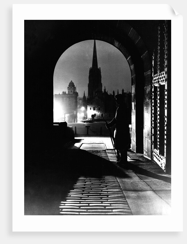 Edinburgh Castle sentry by moonlight by Associated Newspapers