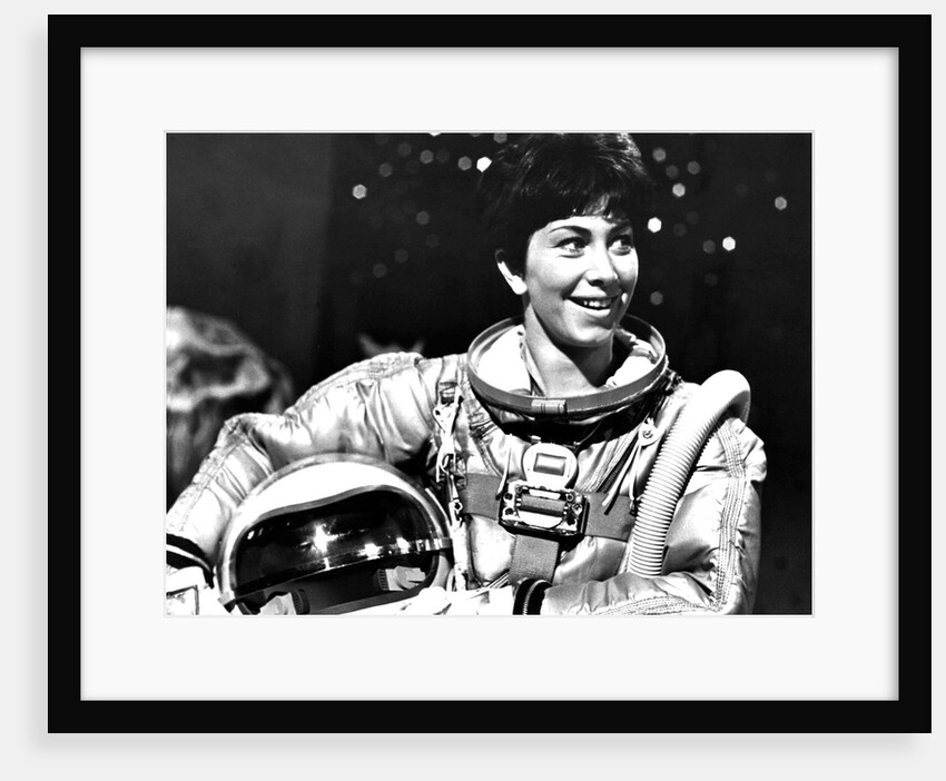 Valerie Singleton wearing a space suit by Associated Newspapers