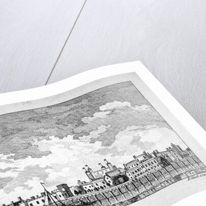 South view of the Tower of London with boats on the River Thames by William Elliot