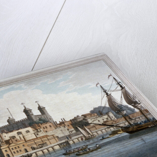 South view of the Tower of London with boats on the River Thames by Joseph Constantine Stadler