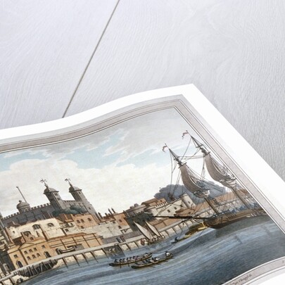 South view of the Tower of London with boats on the River Thames by Joseph Constantine Stadler