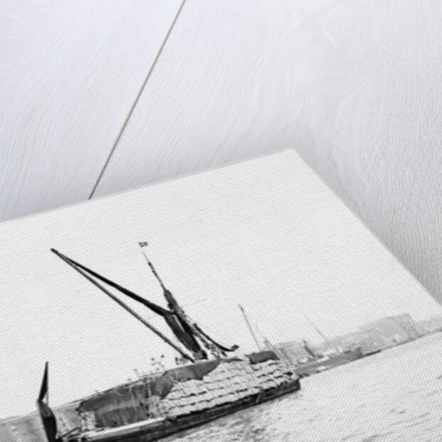 Topsail barge on the Thames with its top mast lowered, London by Anonymous