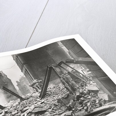 View looking south down Walbrook after an air raid, City of London, World War II by Anonymous