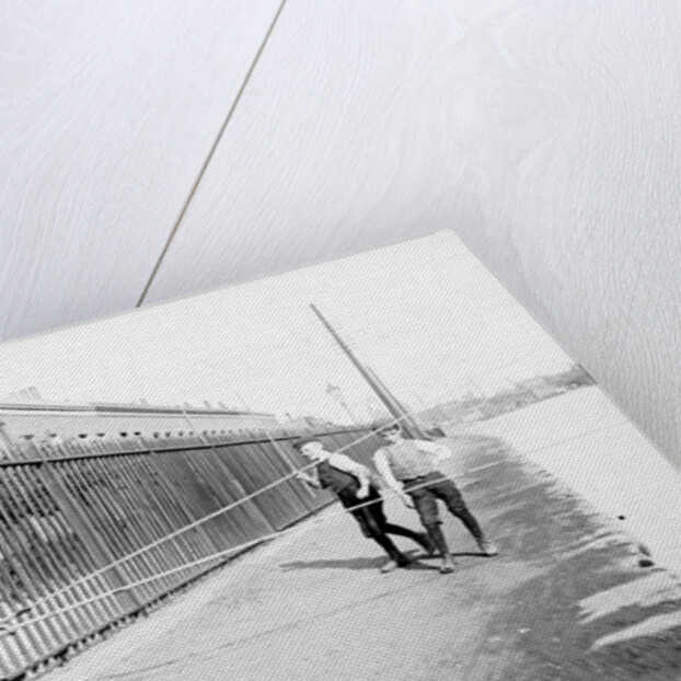 Boys fishing across a canal towpath, London by Anonymous