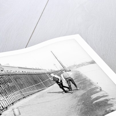 Boys fishing across a canal towpath, London by Anonymous