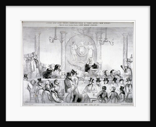 Interior view of the  'Judge and Jury Court' in the Garrick's Head Tavern, Bow Street, London by W Clerk