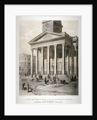 Portico of the Church of St Martin-in-the-Fields, Westminster, London by George Scharf