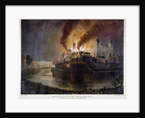 Destruction of the Armoury in the Tower of London by fire, 30 October 1841 by William C Smith