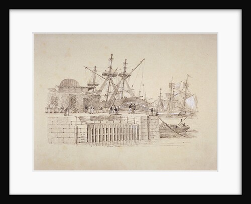 View of the Wapping entrance and south quay of London Docks by Henry Moses