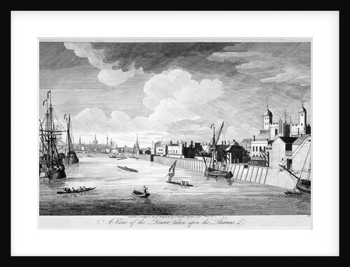 View of the Tower of London with boats and passengers on the River Thames by John Boydell