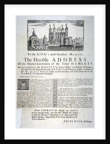 Address to the King of England from the deputy lieutenants of Tower Hamlets by Anonymous