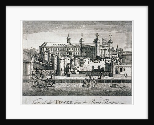 South view of the Tower of London with boats on the River Thames by Anonymous