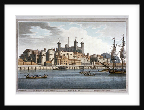 South view of the Tower of London with boats on the River Thames by Joseph Constantine Stadler