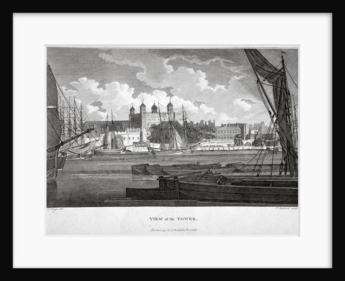 View of the Tower of London with boats on the River Thames by Philip Audinet