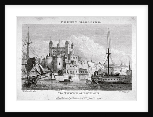 View of the Tower of London with boats on the River Thames by Thomas Tagg
