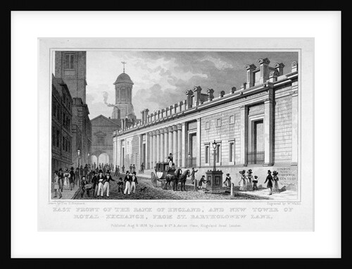 The Bank of England and new tower of the Royal Exchange, City of London by W Wallis