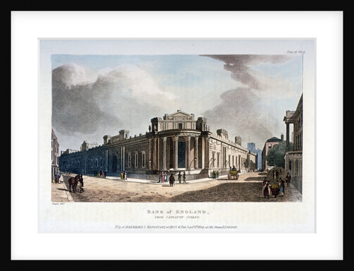 The Bank of England, from Cateaton Street, City of London by Augustus Charles Pugin