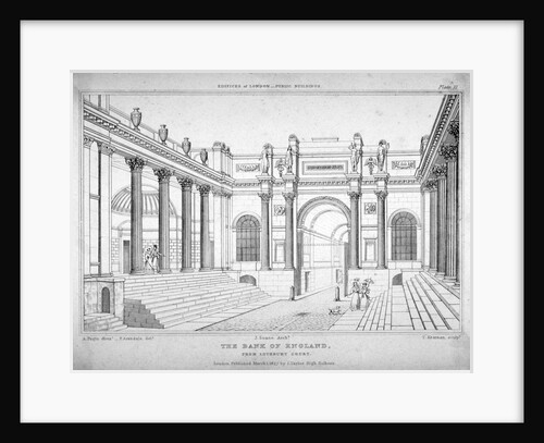 View of the Bank of England from Lothbury court, City of London by T Kearnan