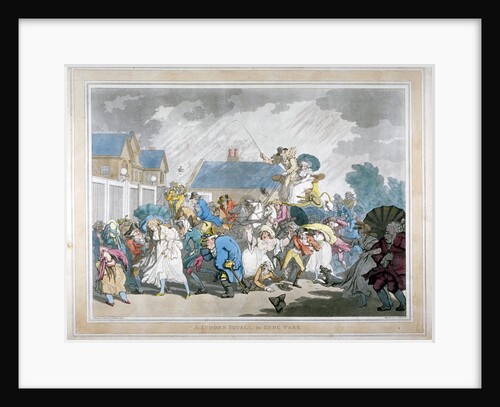 A Sudden Squall in Hyde Park, London by Thomas Rowlandson