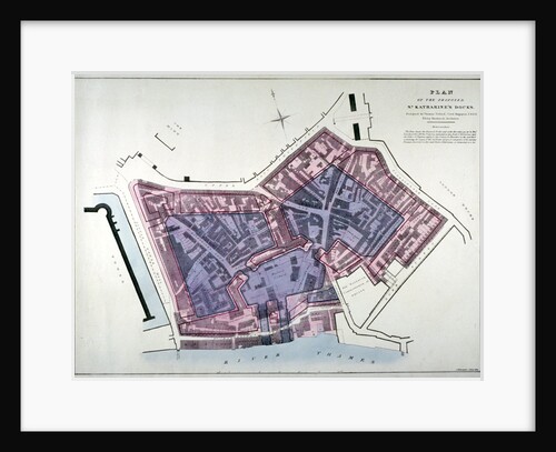 Plan of a proposal to construct a dock on the site of St Katharine's Hospital, London by Charles Joseph Hullmandel