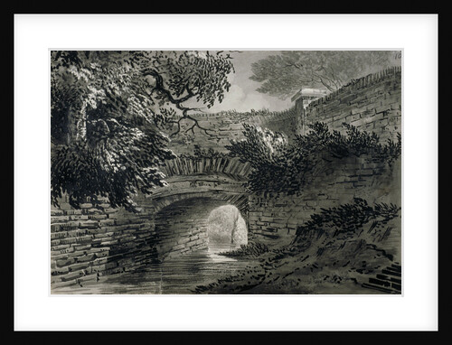 View of a section of the Serpentine's drainage system in Hyde Park, London by John Claude Nattes