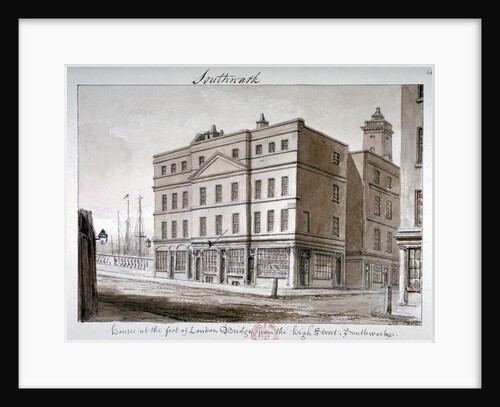 View of Borough High Street and the corner of London Bridge, Southwark, London, 1828 by John Chessell Buckler