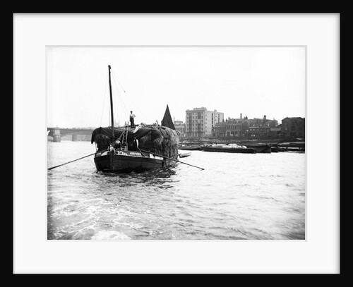 Dumpy barge on the Thames loaded with hay or esparto, London by Anonymous