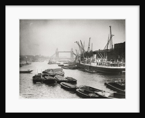 View of the busy Thames looking towards Tower Bridge, London by Anonymous
