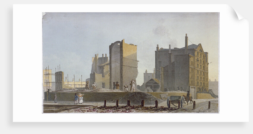 Ruined building, Commercial Road, Stepney, London by Robert Blemmell Schnebbelie