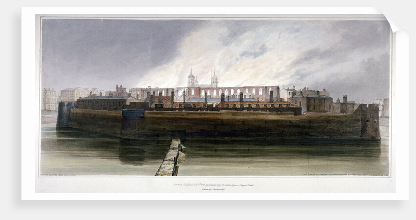 The Tower of London the morning after the fire in the Armoury on 30 October 1841 by Thomas Shotter Boys